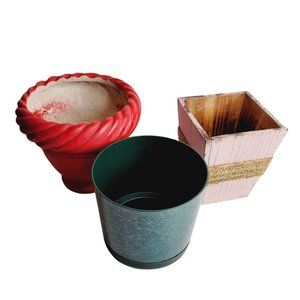 Lot of 3 Colorful Boho Planters